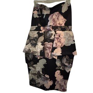 NWOT Boohoo Penny floral bandeau peplum midi dress 14